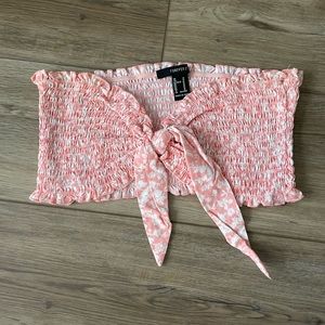 Floral bandeau tie top